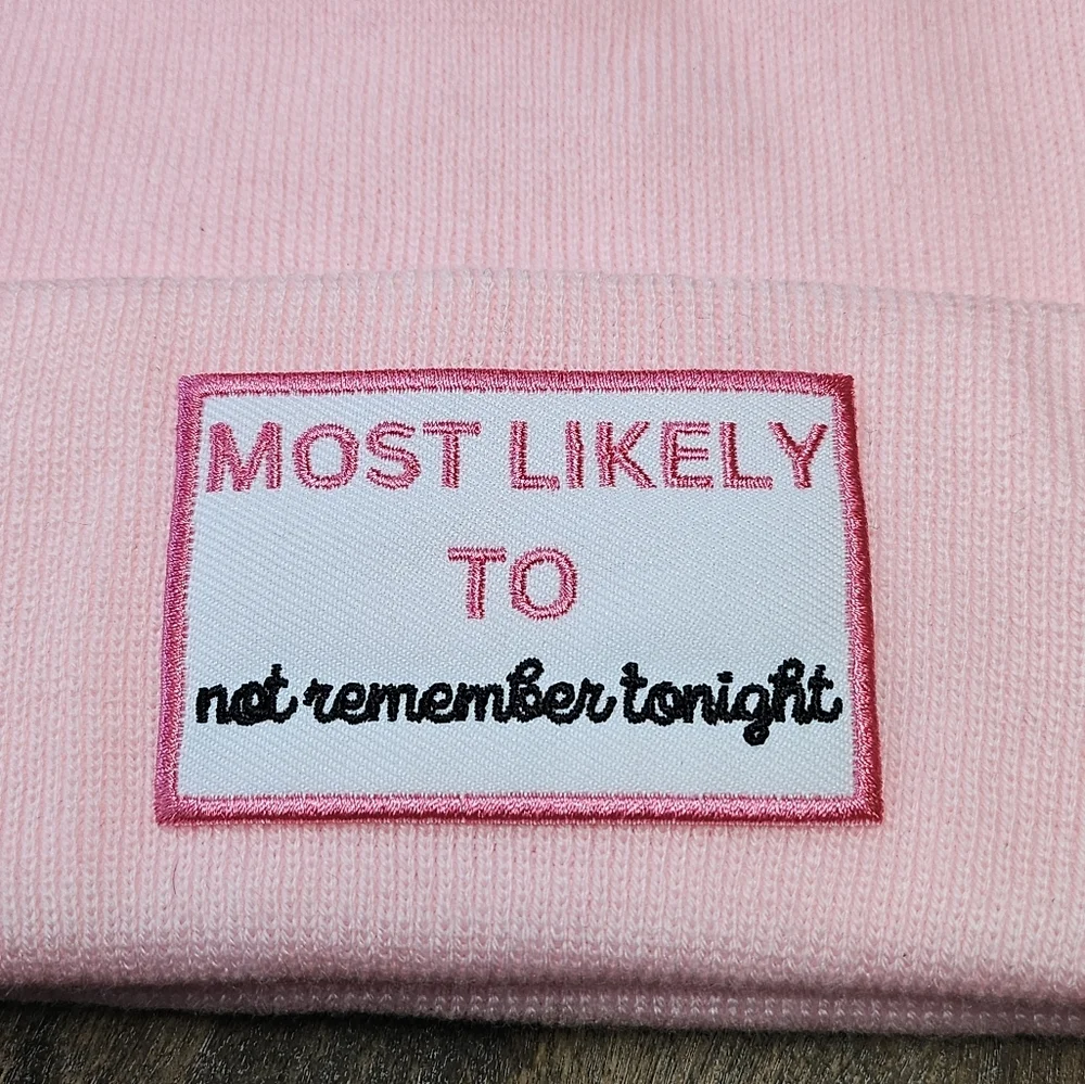 NWT Pink Beanie with Fun Embroidery